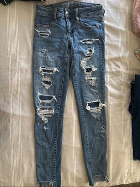 American Eagle Light Blue Ripped Skinny Jeans